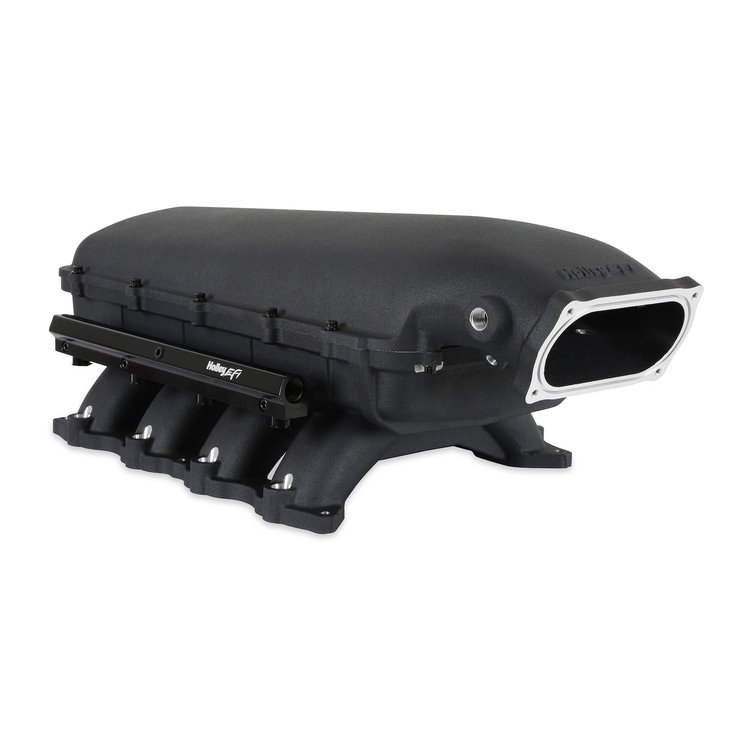 300-910BK Hi-Ram Modular Intake Manifold for Ford Coyote Engines w/150mm x 66mm Single Oval Throttle Body (Black)