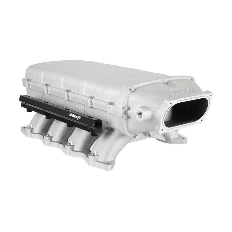 300-911 Ultra Lo-Ram Modular Intake Manifold for Ford Coyote Engines w/150mm x 66mm Single Oval Throttle Body (Natural)