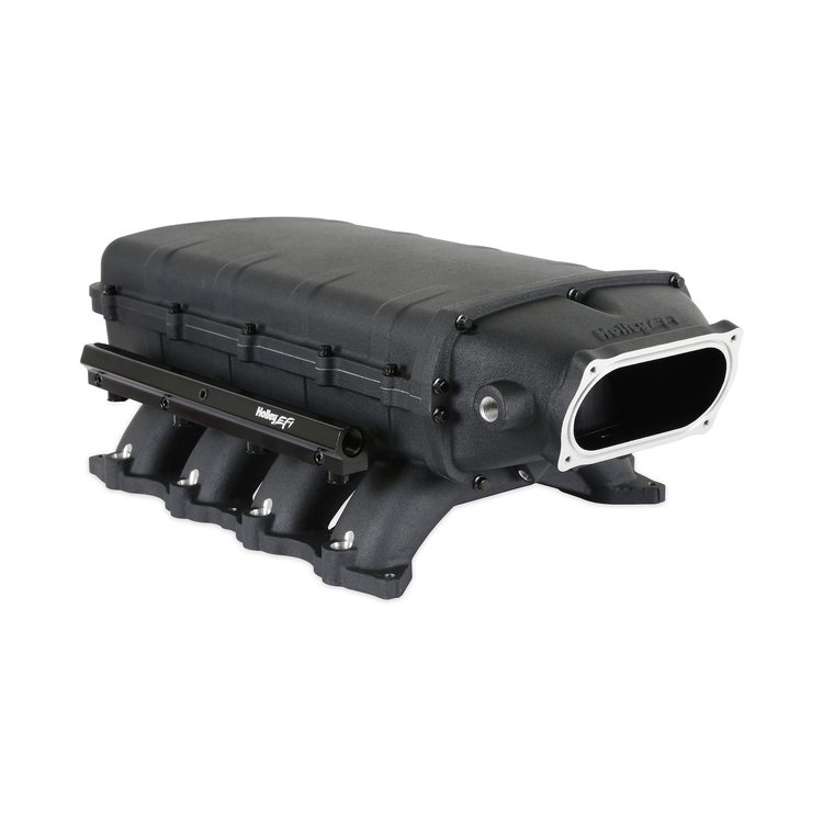 300-911BK Ultra Lo-Ram Modular Intake Manifold for Ford Coyote Engines w/150mm x 66mm Single Oval Throttle Body (Black)