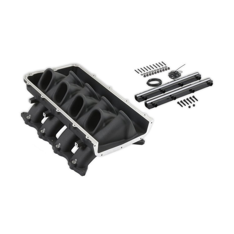 300-921BK Ultra Lo-Ram Modular Intake Manifold Base w/Fuel Rails for Ford Coyote Engines (Black)