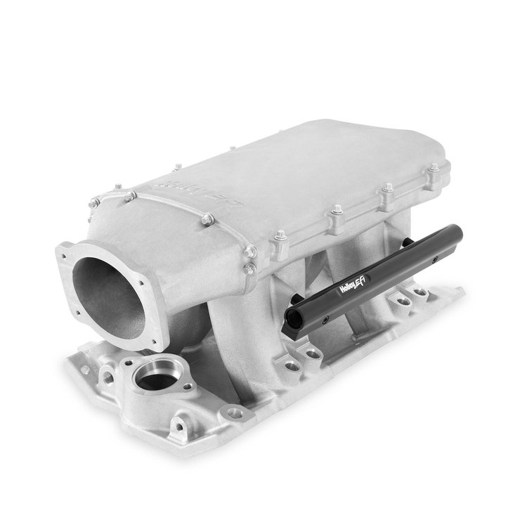 300-951 Hi-Ram EFI Intake Manifold for 1955-1986 Small Block Chevy (Gen 1), 95 mm GM LS (Gen IV) Front-Feed Plenum [Satin Finish