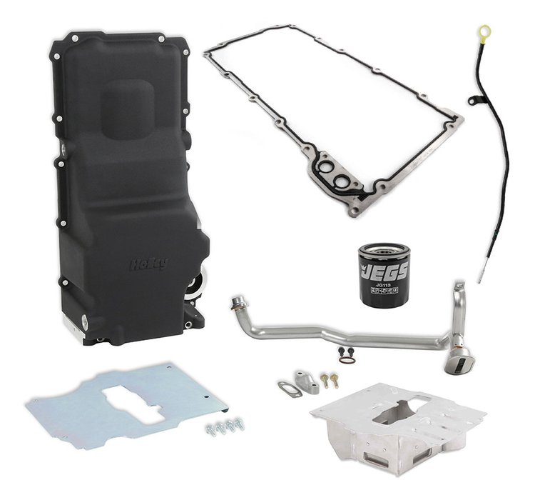 GM LS Engine Swap Oil Pan Kit for 1979-1993 Ford Mustang, Mercury Capri and 1955-1987 GM Cars, Trucks [Black]