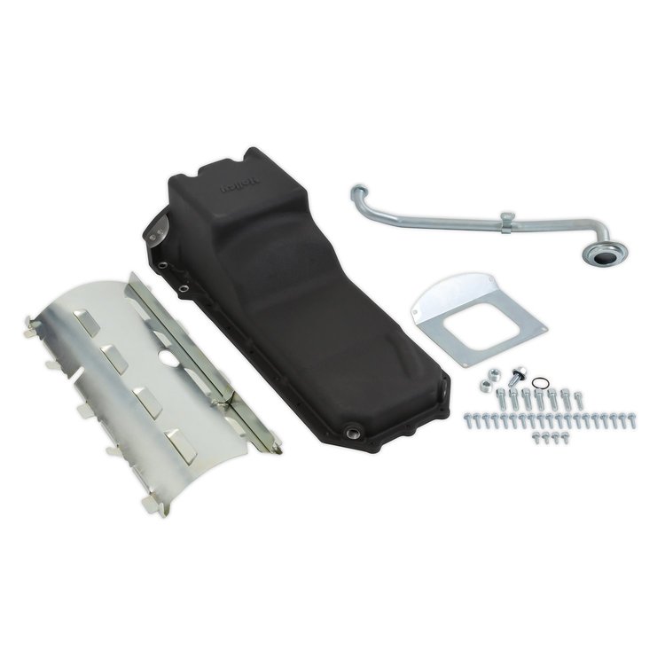 Engine Swap Rear Sump Oil Pan Kit for Gen III Hemi 5.7L, 6.1L, 6.4L (392 ci.) Engines w/o VVT [Black Finish]