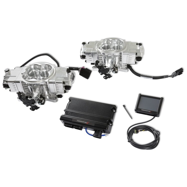 550-1074 Terminator X Stealth 4150 Dual Throttle Body (2 x 4) EFI System [Shiny Finish]
