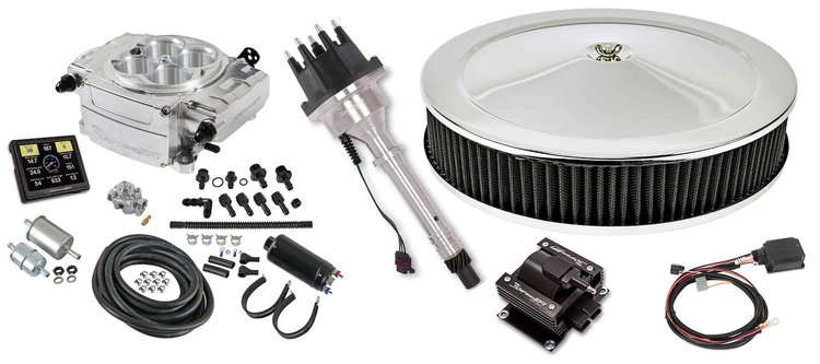550-510-3XK1 Sniper 2 EFI Conversion Kit w/Inline Fuel Pump Master Kit for Chevy Small & Big Block Engines [Shiny]