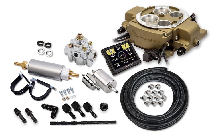 Sniper EFI Quadrajet Self-Tuning Master Kit 715 CFM with Fuel System Classic Gold