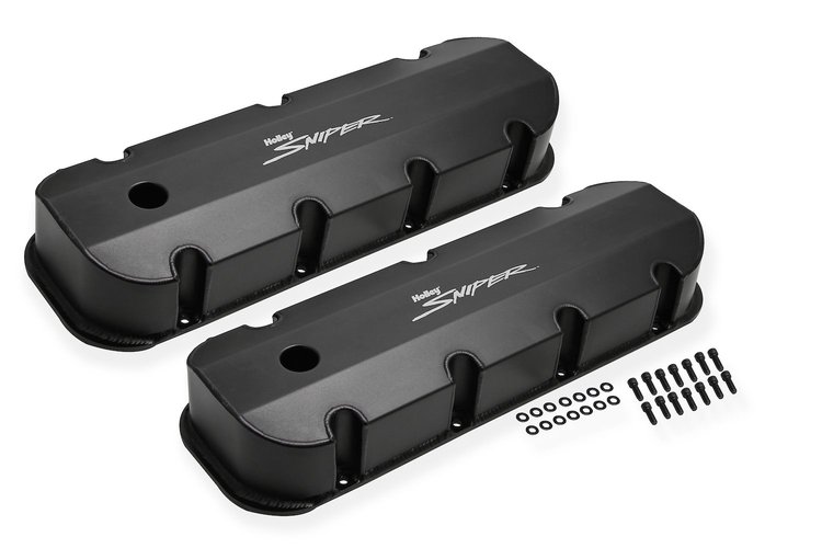 890004B Sniper Valve Cover - Fabricated Aluminum - BBC - Tall - Black