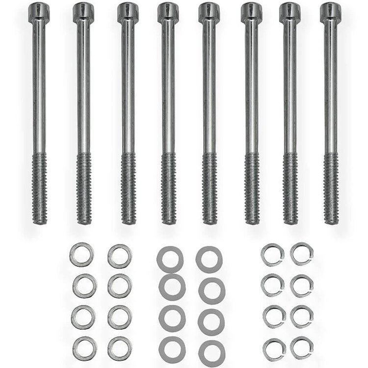 Fabricated Valve Cover Hardware Kit for Small Block Chevy in Silver Finish