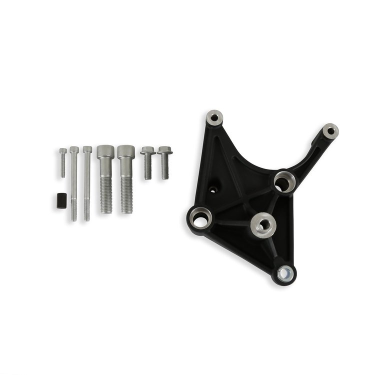 97-421 Air Conditioning Bracket for Ford 7.3L Godzilla w/ Holley High-Mount Accessory Drive System [Black]