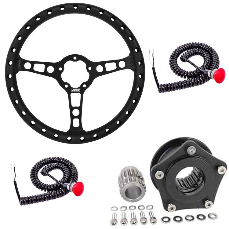 13450 13 in. Lightweight Drag Steering Wheel Kit for 3/4 in. Race Shaft [3 Spoke]