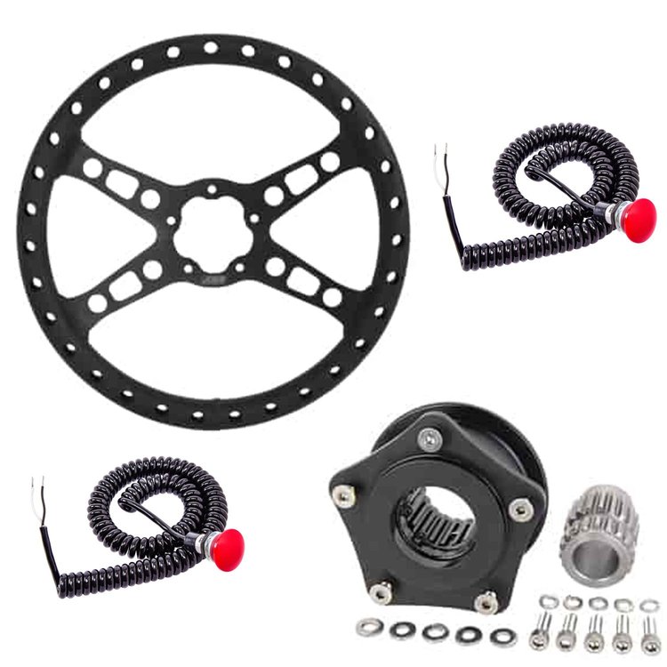 13460 13 in. Lightweight Drag Steering Wheel Kit for 3/4 in. Race Shaft [4 Spoke]