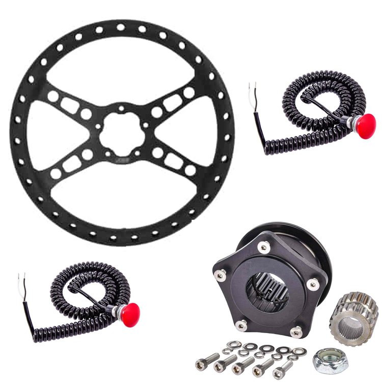 13460 13 in. Lightweight Drag Steering Wheel Kit for GM Saginaw Splined Shaft [4-Spoke]