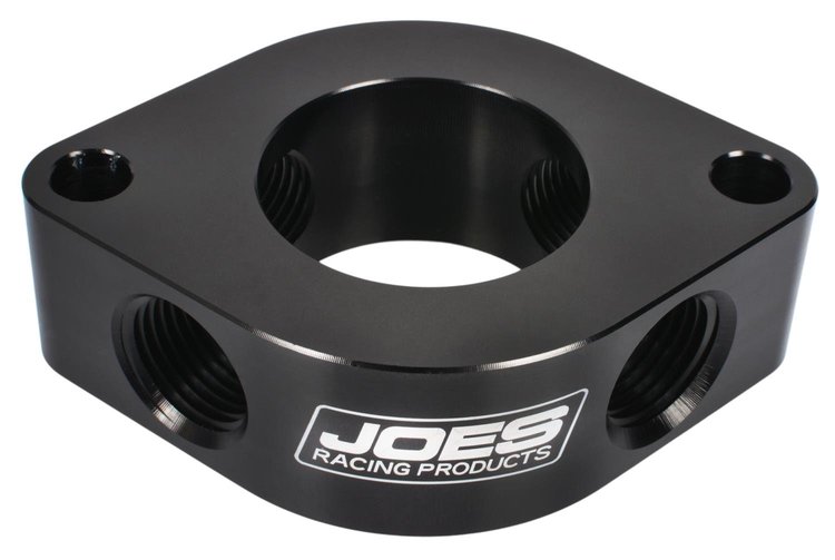 Billet Aluminum Thermostat Housing Spacer for Small Block Chevy, Big Block Chevy Heads [1 1/8 in. Thick] Black