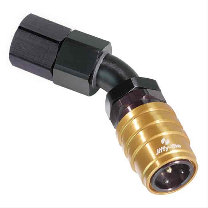 45DEG Elbow- Socket -3 AN Female- Valved Buna Seals