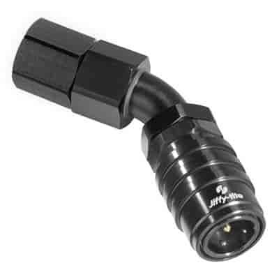 45DEG Elbow- Socket -4 AN Female- Valved EPDM Seals Black