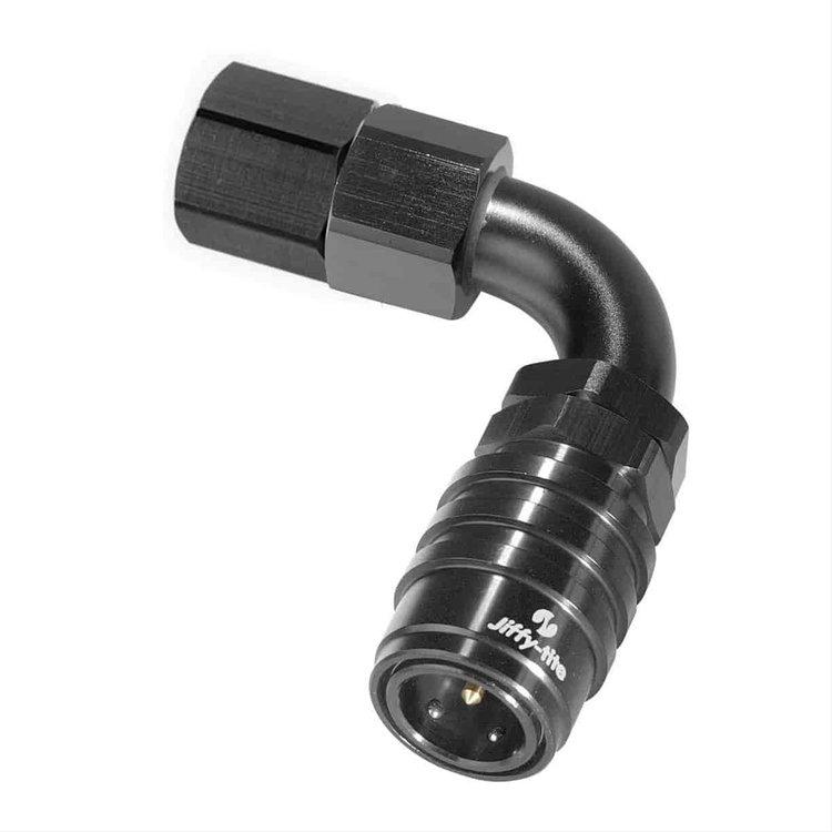 90DEG Elbow- Socket -4 AN Female- Valved EPDM Seals Black