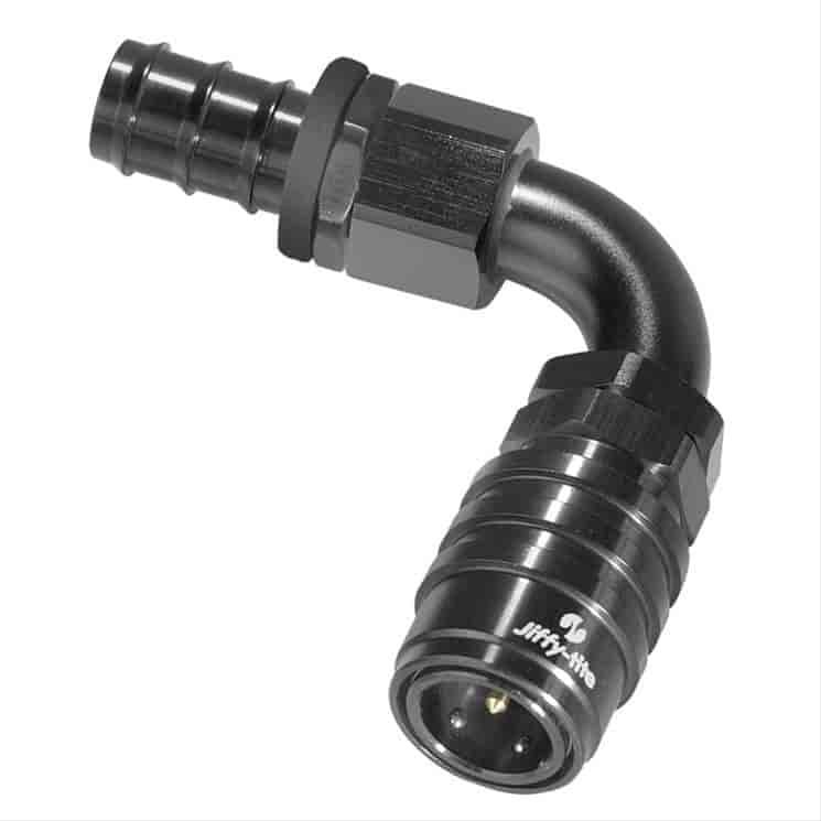 90DEG Elbow- Socket -3 AN Hose Barb- Valved EPDM Seals Black