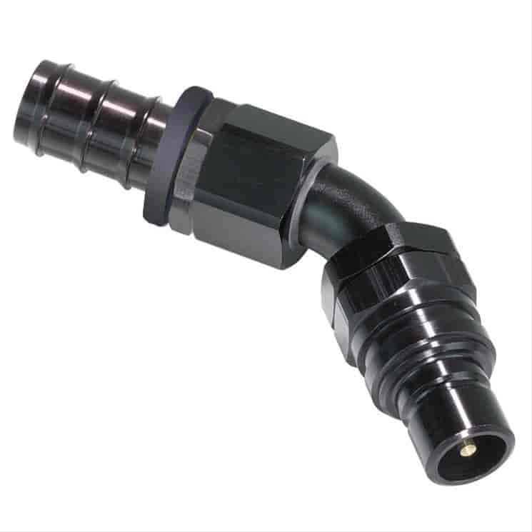 45DEG Elbow- Plug with -4 AN Hose Barb- Valved EPDM Seals