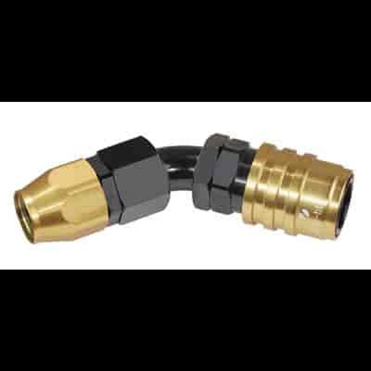 45DEG Elbow- Socket with -6 AN Male- Valved- Buna Seals