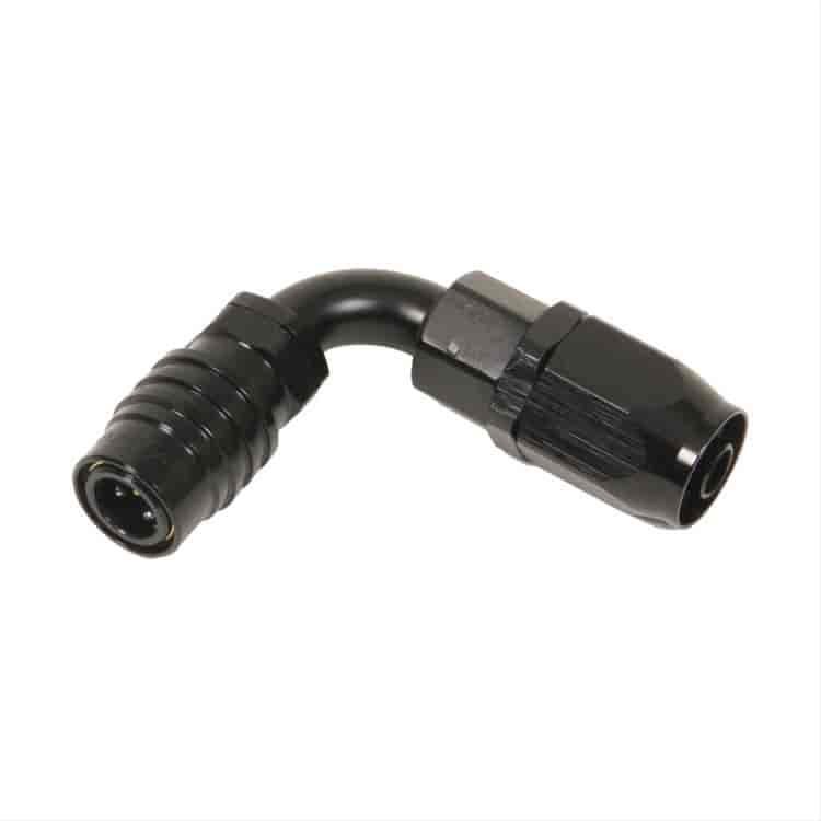 90DEG Elbow- Socket with -6 AN Re-usable Nut- Valved- Buna Seals Black