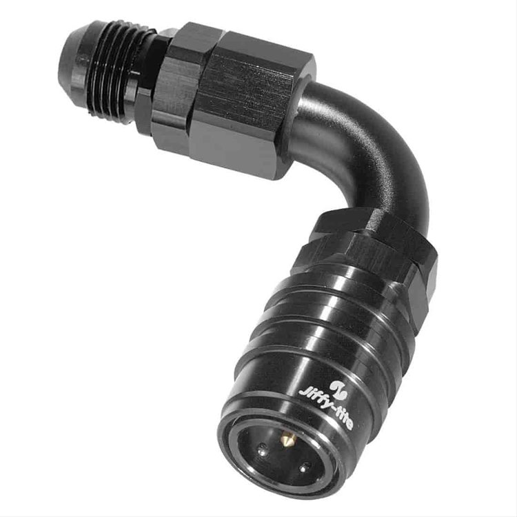 90DEG Elbow- Socket -12 AN Push Lock Hose End- Valved- Buna Seals Black