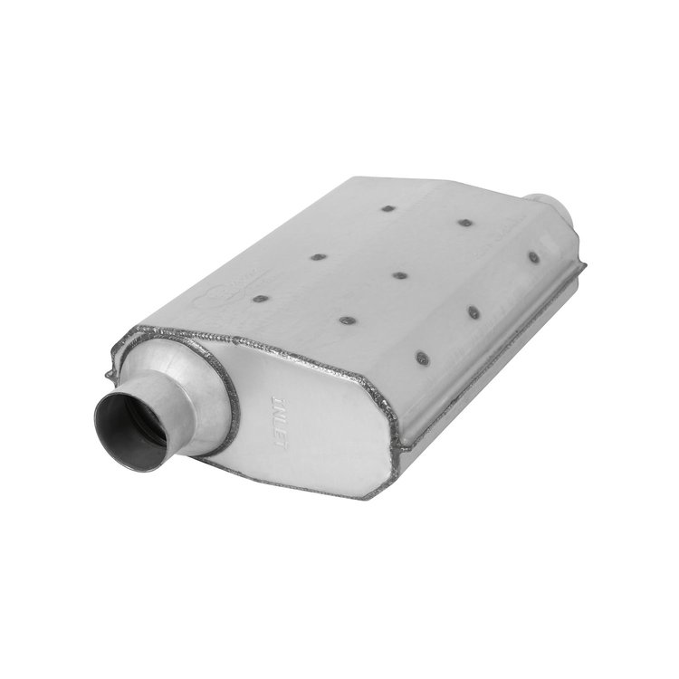 21504 Aero Chamber Muffler, Single 2 1/2 in. Offset Inlet, Single 2 1/2 in. Offset Outlet