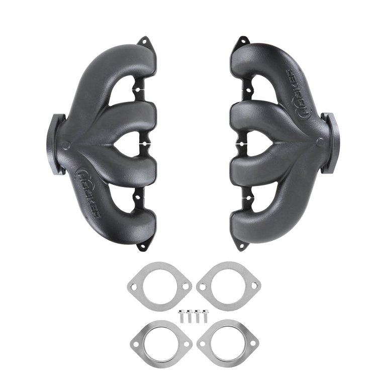 Blackheart BHS5190 Center-Dump Cast-Iron Exhaust Manifolds for GM Gen V LT Engines [Black Ceramic]
