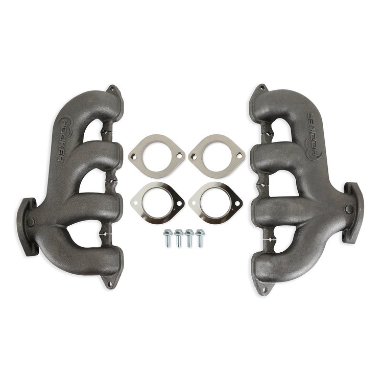 BHS5192 BlackHeart GM LT Swap Cast-Iron Rear Dump Exhaust Manifolds [Natural Finish]