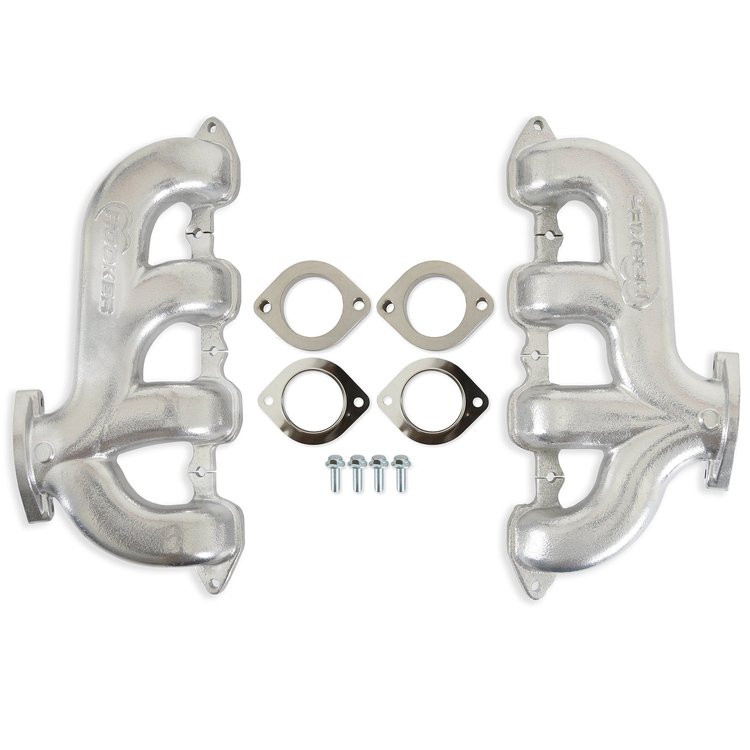 BHS5193 BlackHeart GM LT Swap Cast-Iron Rear Dump Exhaust Manifolds [Silver Finish]