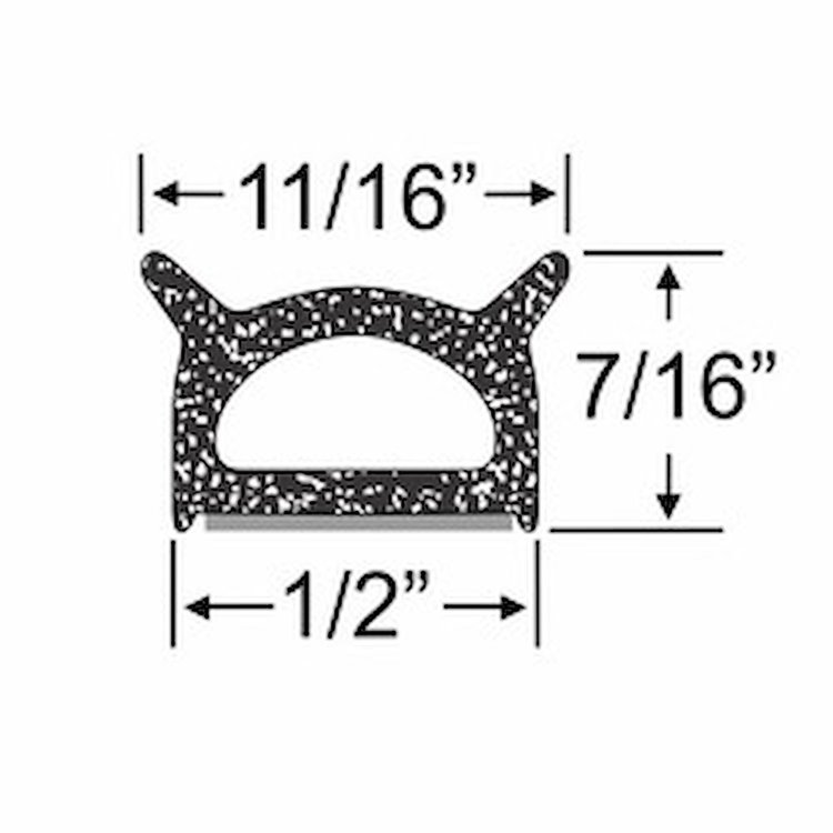 WEATHERSTRIP, HALF-ROUND