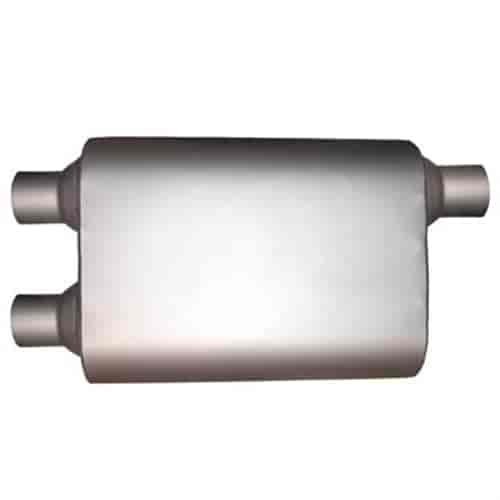 Full Boar Muffler 2.5" Dual Inlet, 2.5" Outlet