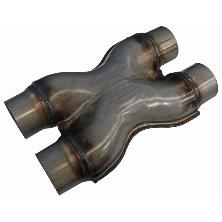 Stainless Steel Stamped X-Pipe 2.25" to 2.25" Dual Pipes