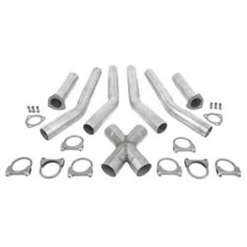 Aluminized Stamped X-Pipe Kit 3" to 3" Dual Pipes