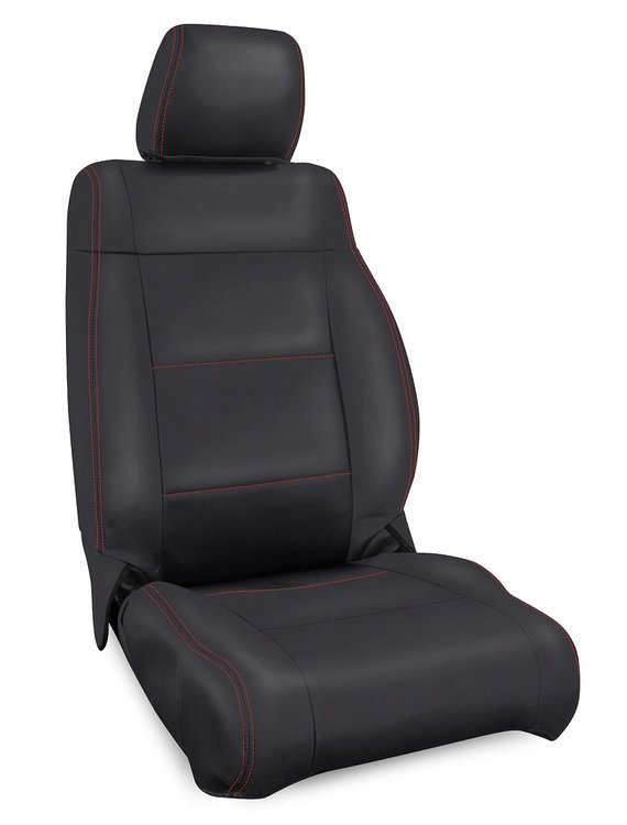 B019-01 Front Seat Covers, 11-12 Wrangler JK [Black/Red Stitching]
