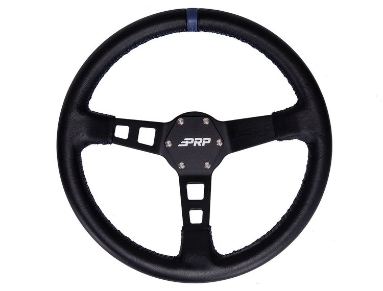 G111 Deep Dish Leather Steering Wheel [Blue]