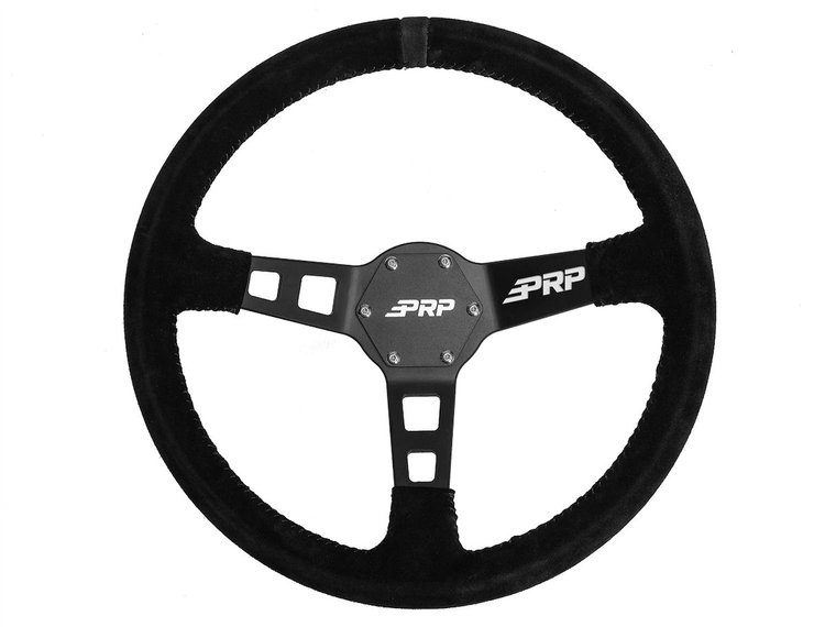 G120 Deep Dish Suede Steering Wheel [Black]