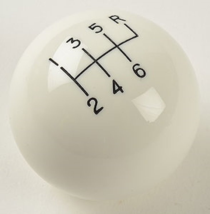 White Classic Shifter Knob Pattern: 6-Speed