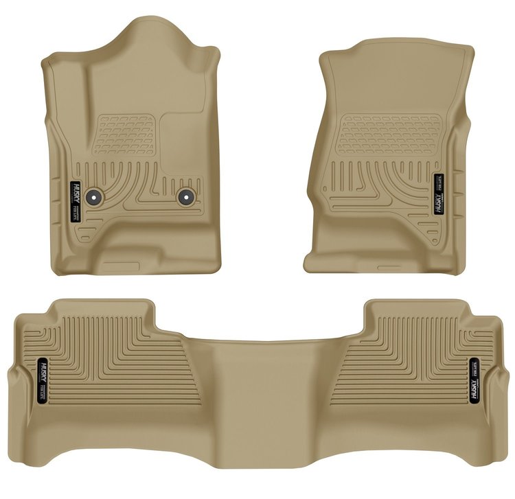 98233 WeatherBeater Front & 2nd Row Floor Liners for 2014-2019 Chevrolet and GMC Models [Tan]