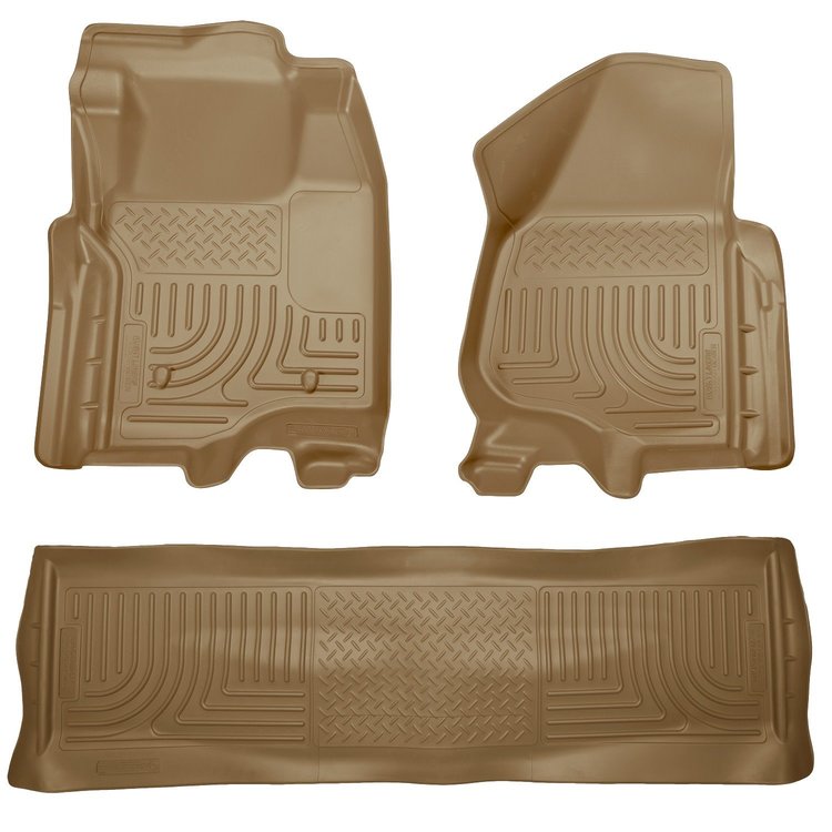 98713 WeatherBeater Front & 2nd Row Floor Liners for 2011-2012 Ford Models [Tan]