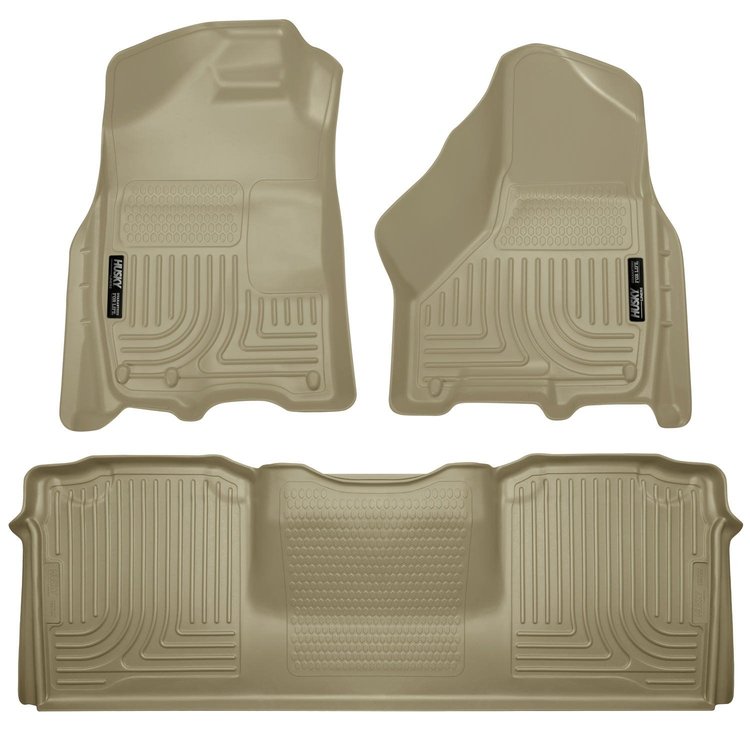 99043 WeatherBeater Front & 2nd Row Floor Liners for 2010-2018 Dodge and Ram Models [Tan]