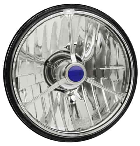 5-3/4" Round Conversion Headlight Diamond Cut with Tri-Bar and Blue Dot includes H4 bulb