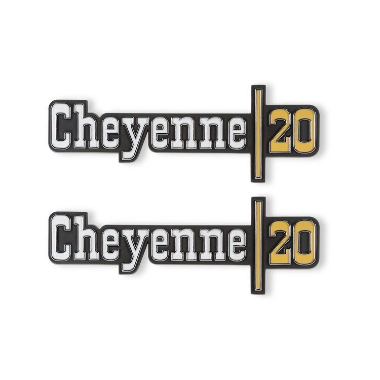 04-538 C/K Fender Badge Pair, Cheyenne 20, 1973-1974 C/K Series Pickup
