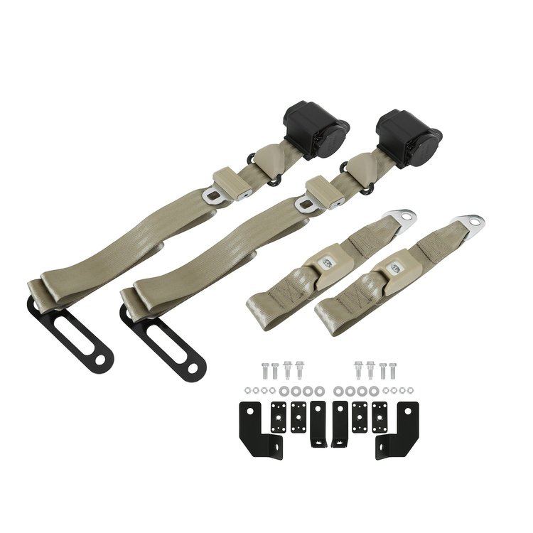 BELTKT4-3TAN Seat Belt Kit 1960-1966 Chevy /GMC C/K Series Truck, 3-Point, Tan, Pair