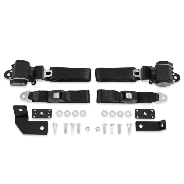 BELTKT4-3BLACK Seat Belt Kit 1960-1966 Chevy Truck and 1960-1966 GMC Truck, 3 Pt