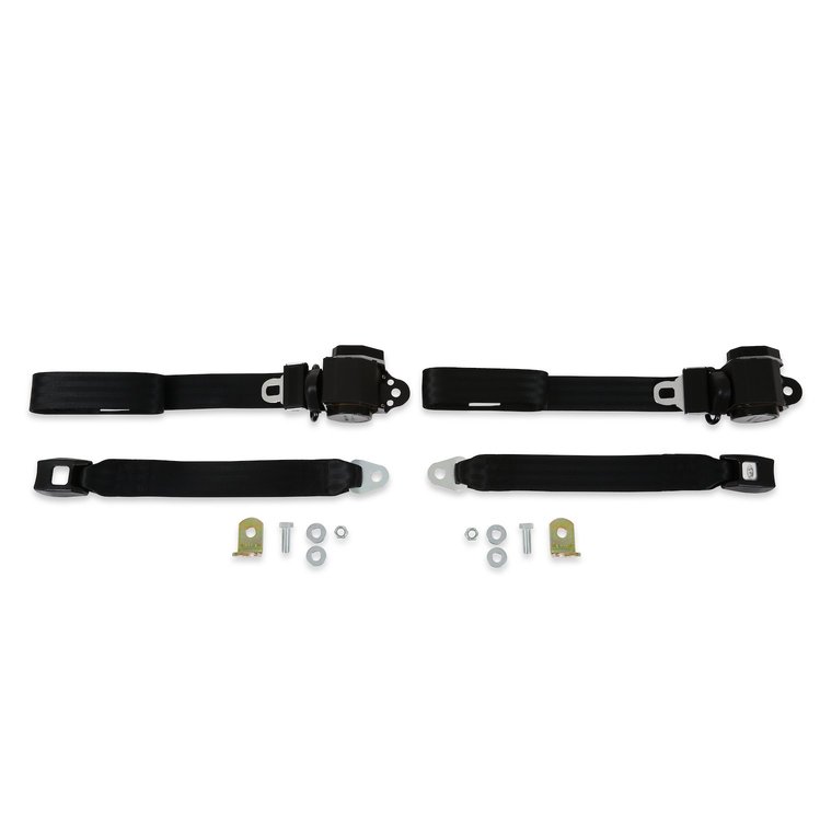 BELTKT6-1BK Seat Belt Kit 1973-1987 Chevy/GMC C/K Series Truck, 3-Point, Bench, Black, Pair