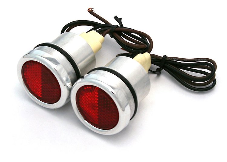 BHCL0RD54-66 Bed Hole Caps with Lights, Red, Pair, Stepside, 1954-1966 Chevy/GMC Truck