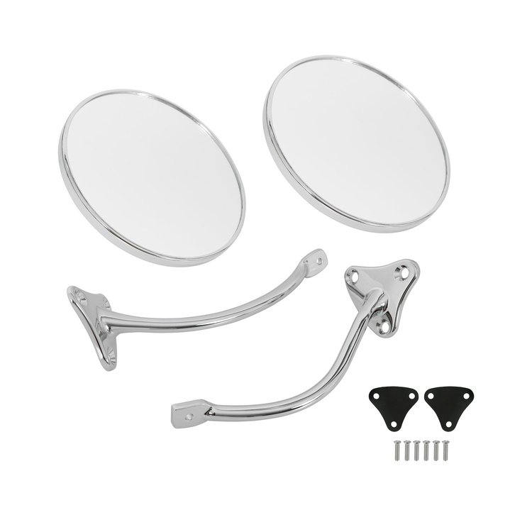 COMS2SM Complete Mirror Set-Chrome/Stainless-Round/Smooth 1955-1959 Chevy/GMC Truck, Pair