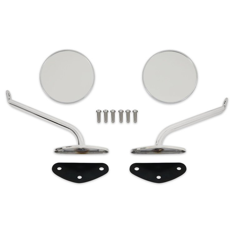 COMS4SM Complete Mirror Set, Stainless, Round/Smooth, Pair, 1967-1969 Chevy/GMC C/K Series Truck, Blazer & Suburban