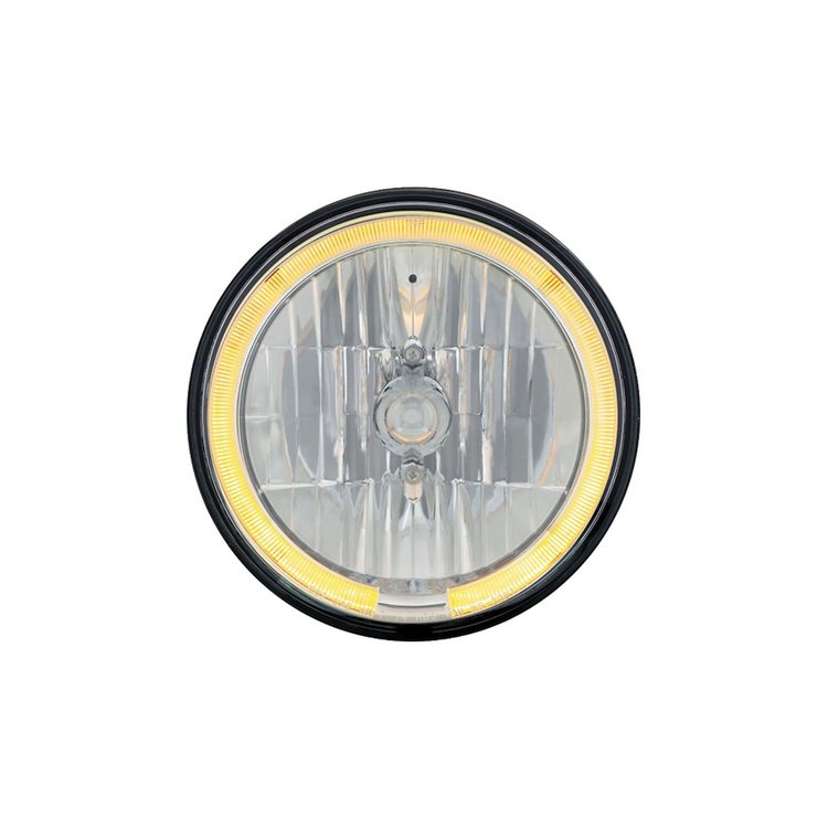 EHL80HLAMBER Euro Crystal Headlight 1947-1980 Chevy/GMC Truck, 7-inch, With LED Aux Light, Halo
