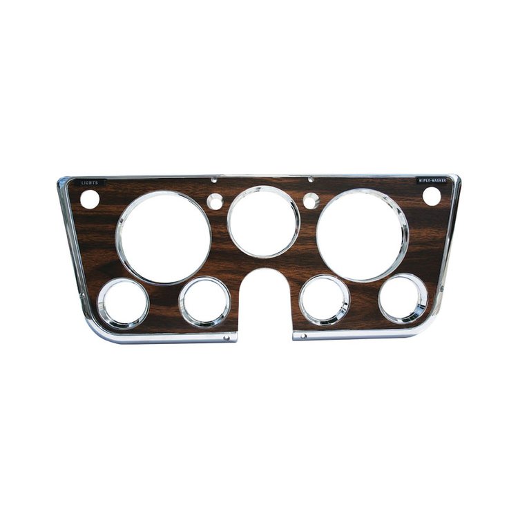 INST305 Instrument Bezel 1969-1972 Chevy/GMC C/K Series Truck, Blazer/Jimmy & Suburban, 7 Hole w/ Gauges, Chrome/Woodgrain
